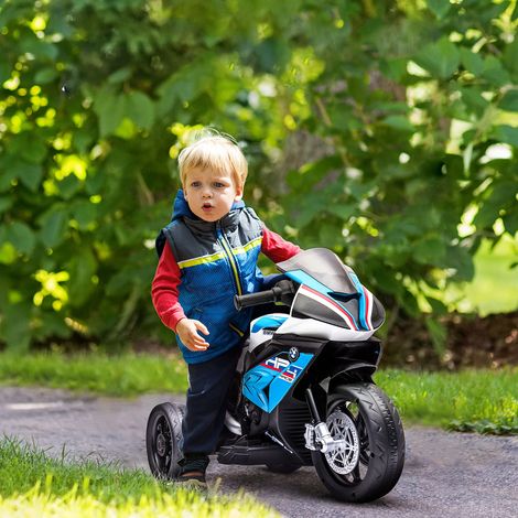 HOMCOM BMW HP4 Elektromotorrad für Kinder ab 18 Monaten mit USB-Musikwiedergabe, 2,5 km/h Geschwindigkeit, Vorwärts- und Rückwärtsgang, 82,5 x 42 x 54 cm, Blau