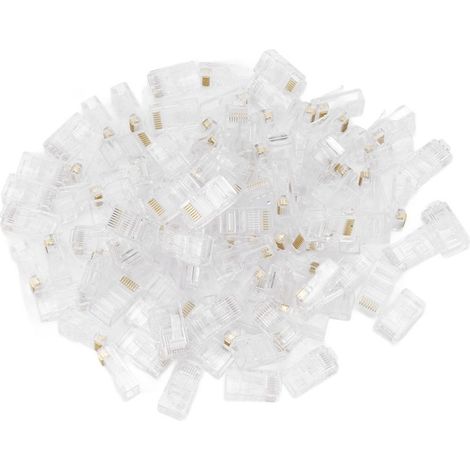 100 pièces connecteurs RJ45 8P8C Catégorie 5 (Cat 5) pour câble torsadé, connecteurs cristallins haute performance pour réseaux informatiques et télécoms