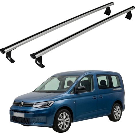 Portaequipajes de techo para Volkswagen Caddy de 2003 a 2020, aluminio ligero, color plata.