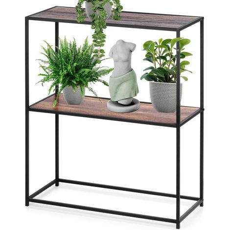 Regal im Loft-Stil mit 2 Ablagen, Metall und MDF, 71 x 31 x 85 cm (1/5)