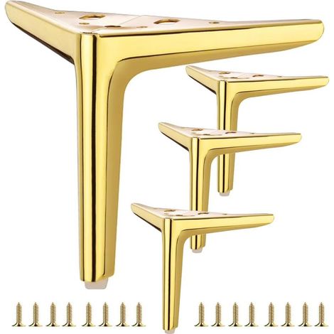 Pieds de Meubles en Métal Doré Lot de 4 Hauteur 20 cm pour Canapé Chaise DIY Design Moderne Élégant et Robuste (1/5)