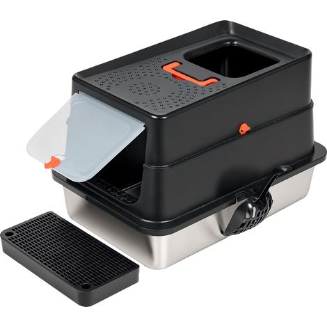 Skylos Cat Litter Box Stainless Steel Large Enclosed Toilet Tray Anti-Splashing