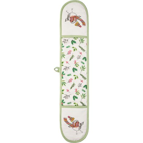Mikasa tipperleyhill cotton double oven glove, heat resistant cotton double oven mitts, christmas robin themed collection