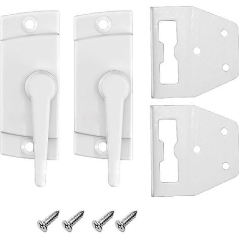 Lot de 2 verrous universels pour fenêtre coulissante en forme de croissant en alliage de zinc avec crochet carré pour maison, cuisine, balcon \u2013 Utilisation à gauche