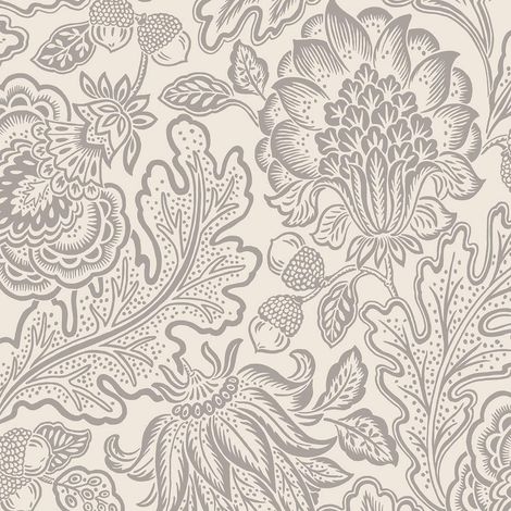 Belgravia Fernhurst Trail Silver White Wallpaper Floral Metallic Feature Wall (1/4)
