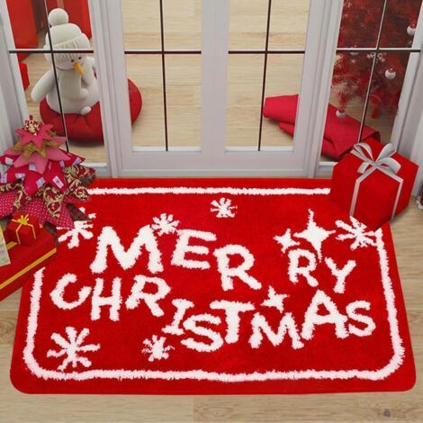 Tapis de Noël, paillasson décoratif de 40 x 60 cm, tapis de bienvenue antidérapant à motifs de Noël, pour la décoration intérieure. (1/5)