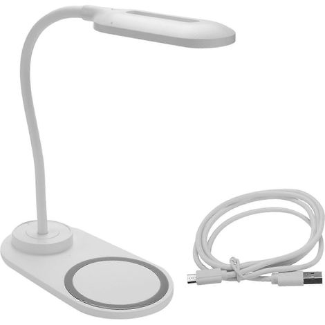 Lampe de bureau LED à intensité variable avec chargeur sans fil, rotation flexible et veilleuse à commande par pression (1/5)