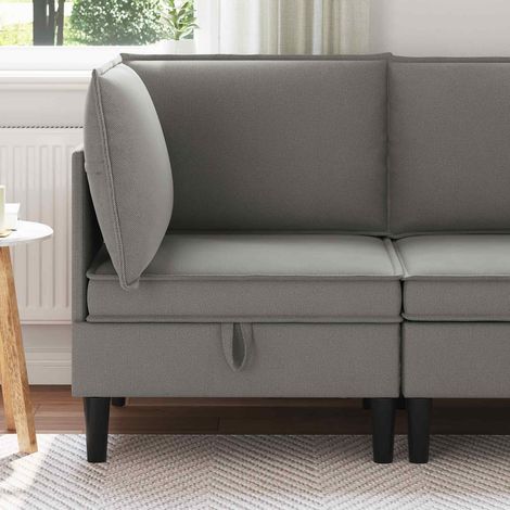 Divano Angolare con Storage Grigio scuro Velluto vidaXL (1/5)