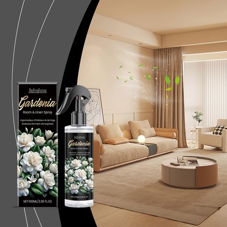 Raumlufterfrischer-Spray (Gardenia): Reinigt und erfrischt die Raumluft kontinuierlich mit diesem 100-ml-Spray. -- DE (1/5)