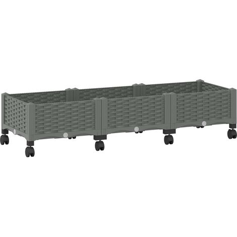 Garden Planter with Wheels Light Grey 120 x 40 x 33 cm PP vidaXL