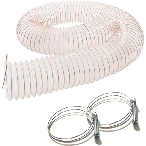 Diamwood Flexibler Absaugschlauch für Staub und Späne aus kupferbeschichtetem PU-Stahl – 2,5 m – Durchmesser 100 mm – Wandstärke 0,4 mm – antistatisch – inklusive 2 Schlauchschellen