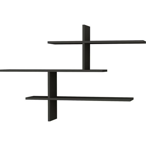 Etagère murale asymétrique 3 niveaux gris anthracite 123 cm - Zina