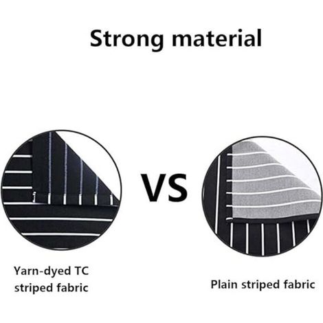 2 Pcs Striped Kitchen Aprons, Unisex Cotton Linen Chefs Aprons, Adjustable Bib Apron with 2 Pockets for Cooking Baking Painting, Black & Grey (1/3)