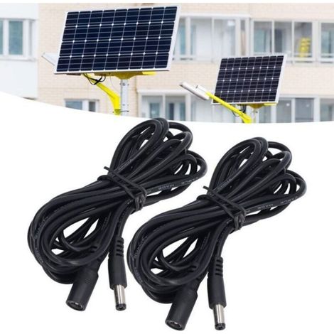 Rallonge Solaire - 5 5 X 2 1 Mm - 12 V 24 V - Câble Cuivre 24 Awg - 2 9 M - Pour Systèmes D Éclairage Solaire - 2 Pièces (1/4)