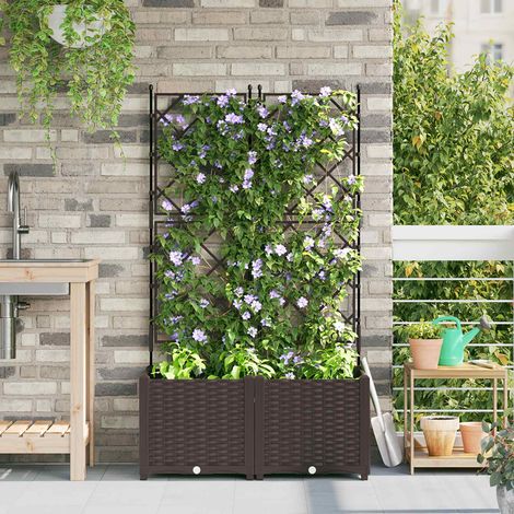 vidaXL Cache-pot de jardin 2 pc Marron 80 x 40 x 143 cm PP (1/5)