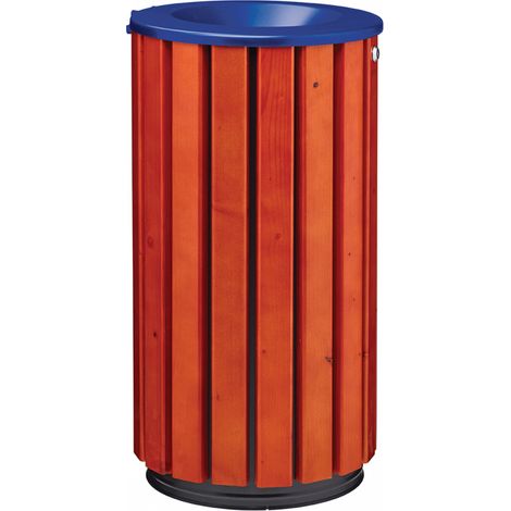 Corbeille à poser ou à fixer Zeno Access - 80l - bois vernis / bleu outremer - RAL 5002 (1/3)