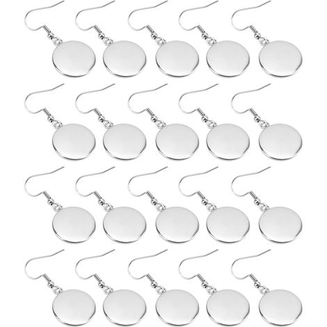 20Pcs Earring Blank Bezels Steel Color 16mm Partially Prepared Products Jewelry DIY Accessory for Earrings Accessories (1/5)