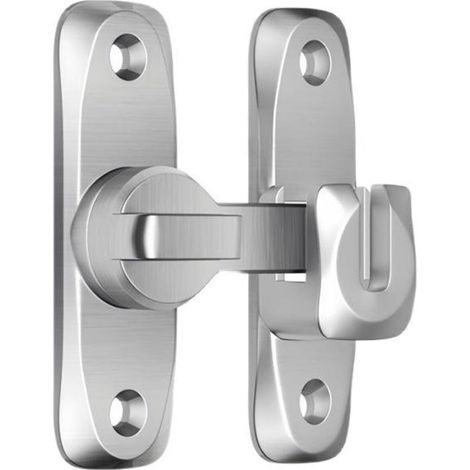Cerradura para puerta de cobertizo de 90/180 grados, cerradura antirrobo con hebilla, puerta corredera, puerta enrasada, armario, color plata (1/5)