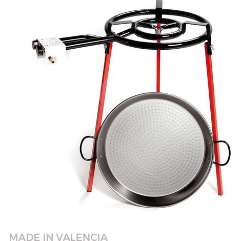 Kit Poele À Paella Polie 46cm Avec Trépied Et Bruleur Gaz 400mm Vaello