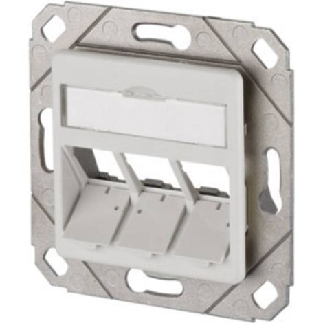 PRISE RÉSEAU METZ CONNECT 130B20D31102KE ENCASTRÉ INSERT AVEC PLAQUE CENTRALE 3 PORTS BLANC PUR (RAL 9010) 1 PC(S) (1/2)
