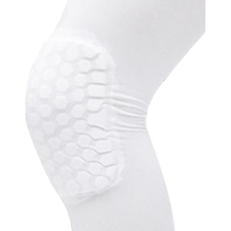 Genouillères de compression anti-collision alvéolées unisexes (lot de deux), adaptées au basketball, blanches, taille L, convenant aux personnes mesurant entre 175 et 185 cm. (1/5)