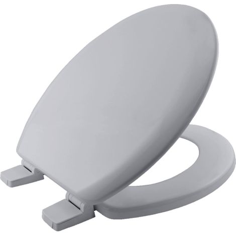 Asiento y tapa gris para inodoro con bisagras ajustables - NOFER