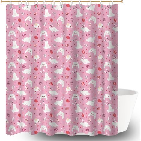 Ensemble rideau de douche polyester avec anneaux 180x180 séchage rapide séparation douche pour maison de vacances au bord de la mer (1/5)