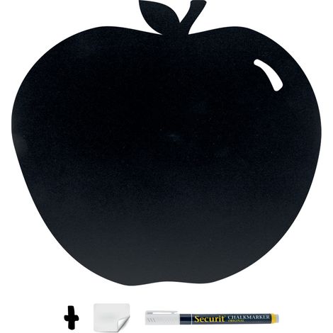 Silhouette ardoise ''Pomme'' - Feutre-craie inclus et kit velcro pour accrochage mural - 30x50cm - Securit