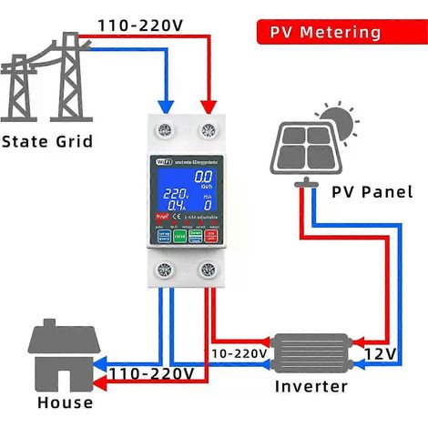 DISJONCTEUR INTELLIGENT PV WTDZW-63A POUR ABLQ NOUVEAU Tuya 220 V Protection contre les fuites de courant et de tension MCB Interrupteur automatique 63 A Wifi-JXLGV (1/4)
