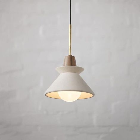 Modern E27 Chandelier Mini Concrete Pendant Light Industrial Cement Chandelier Nordic Home Decor Kitchen Pendant Light Fixture for Dining Room Bar Living Room (White Light, 20cm) (1/4)