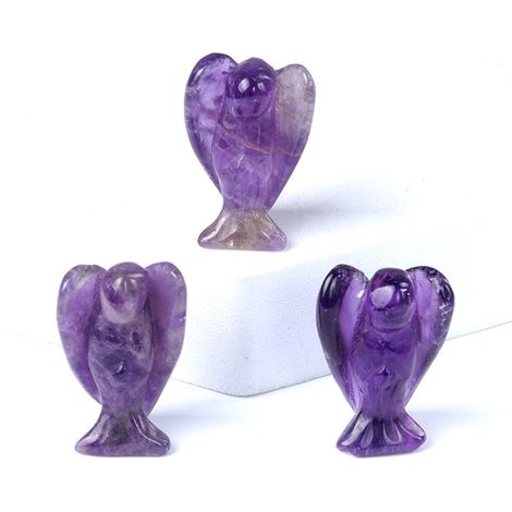 Lot de 6 figurines d’anges sculptées en améthyste, décorations en pierre naturelle pour intérieur (1/3)