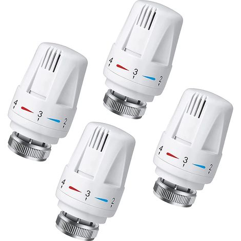 (Blanc) Ensemble de 4 accessoires de vanne de thermostat de thermostat Connect, embout de thermostat de radiateur, embout de remplacement de vanne de radiateur pour thermostat M30 x 1,5 (1/5)