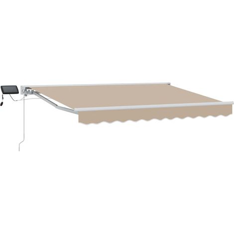 Manueller Markisenrahmen mit LEDs Beige 3 x 2,5 m