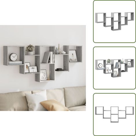 vidaXL Estantería de pared madera ingeniería gris Sonoma 159x18x66 cm (1/5)