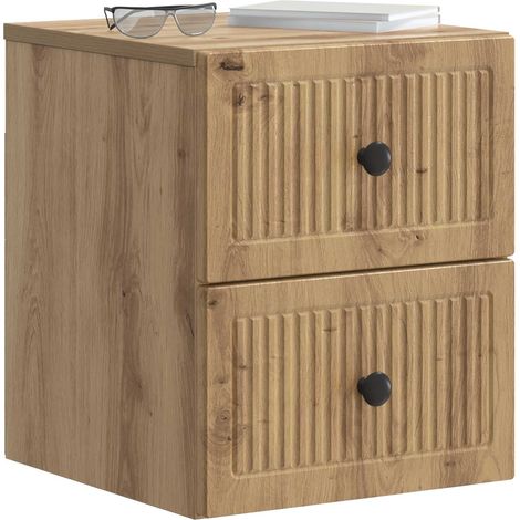 Maison Exclusive - Mobiletto da notte a muro con cassetto 2 pcs Rovere Artigianale