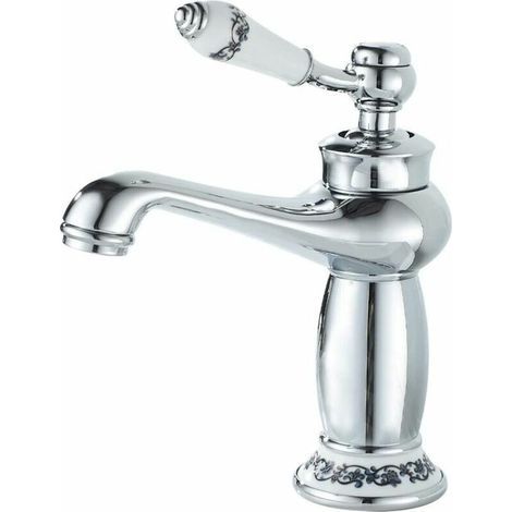 Grifo de baño monomando cromado para lavabo o lavamanos, con control de agua fría y caliente. (1/5)