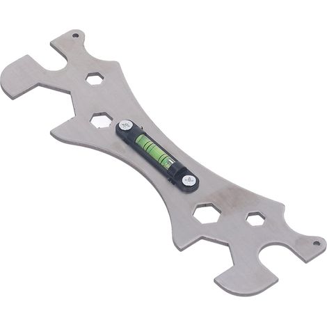 Clé de salle de bain multifonctionnelle universelle, clé spéciale avec robinet de niveau d'installation de plomberie, jeu de clés de sangle pour plombiers, têtes de douche, ouvre-bocaux, argent (1/5)