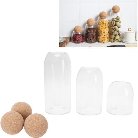 Set aus 3 runden, transparenten Aufbewahrungsdosen mit luftdichtem Verschluss, ideal für Tee oder zum Kochen. (1/5)