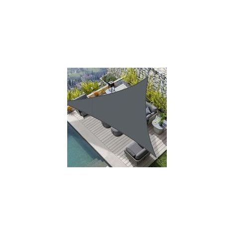 Gris,Voile d'ombrage Triangulaire 3x3x3m Imperméable,Toile Ombrage 160 g/m² Protection UV 95% pour Jardin,Terrasse,Balcon,Extérieur,Cordon de Montage Inclus (1/5)