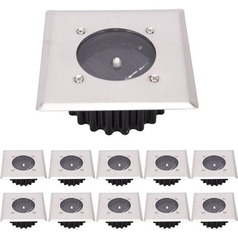 LED Lampe solaire au sol 10 Pack, lumière extérieure, Réverbère Lumières, Ensevelies Lumière, étanche IP65 (Blanc Froid)-LIAIKI (1/5)