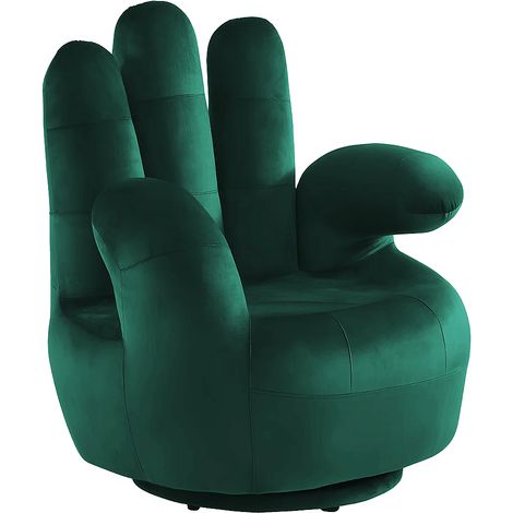 Poltrona a forma di mano girevole in velluto Verde scuro - CATCHY