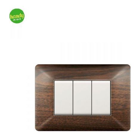 Placca da 3 moduli Easy Elettrocanali in plastica effetto legno scuro
