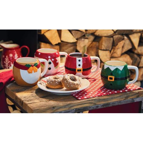 1 Pezzo Tazzone Tazza Latte Natale Christmas Folks 460 cc Tognana 4 Decori (1/2)