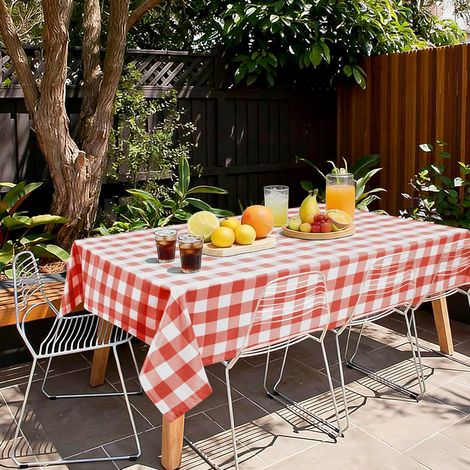 1 Nappe Vichy, Imperméable Polyester, Résistante Taches, Pour Jardin Salle à Manger Fête