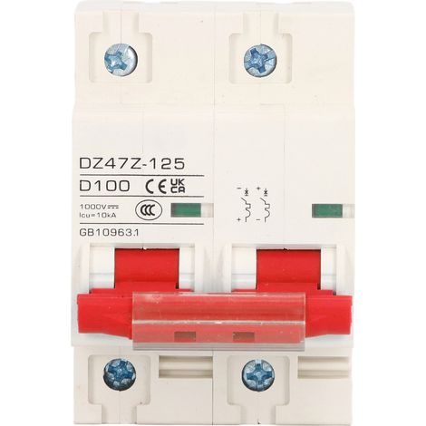DC-Leistungsschalter 2P DZ47Z 125 100A DIN-Schienen-Miniaturleistungsschalter für Solar-PV-Anlagen 1000V Rot (1/5)