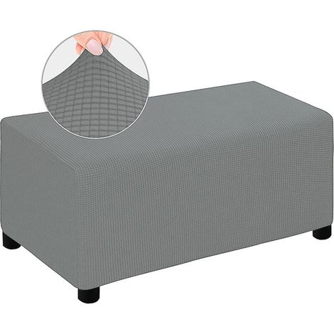 Ottoman Cover Rectangular Footstool Cover Sofa Cover Stool Cover Footstool Cover Feature Stretch Thick Soft Jacquard Fabric Removable Washable - Gray (1/5)