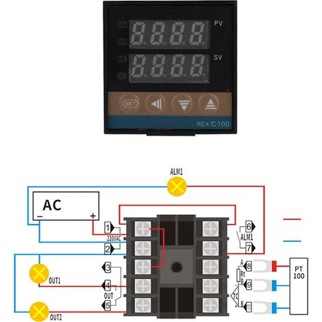 Régulateur de température numérique PID avec affichage numérique HD, multi-signaux, thermostat numérique PID réglable entièrement automatique 220 V (1/5)