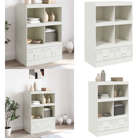 Buffet haut blanc 67x39x95 cm acier - Buffet Design Moderne - Meuble Rangement Salon - Armoire Blanche - Buffet Cuisine - Meuble Entrée - Home & Living (1/5)
