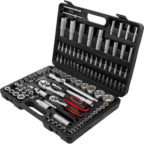 Jeu de clés à douille à cliquet, Outils durables, Poignée ergonomique, 108PCS (1/2)