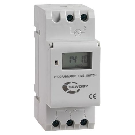 Horloge digitale hebdomadaire 230V AC 1 contact - SEWOSY - PTS71C